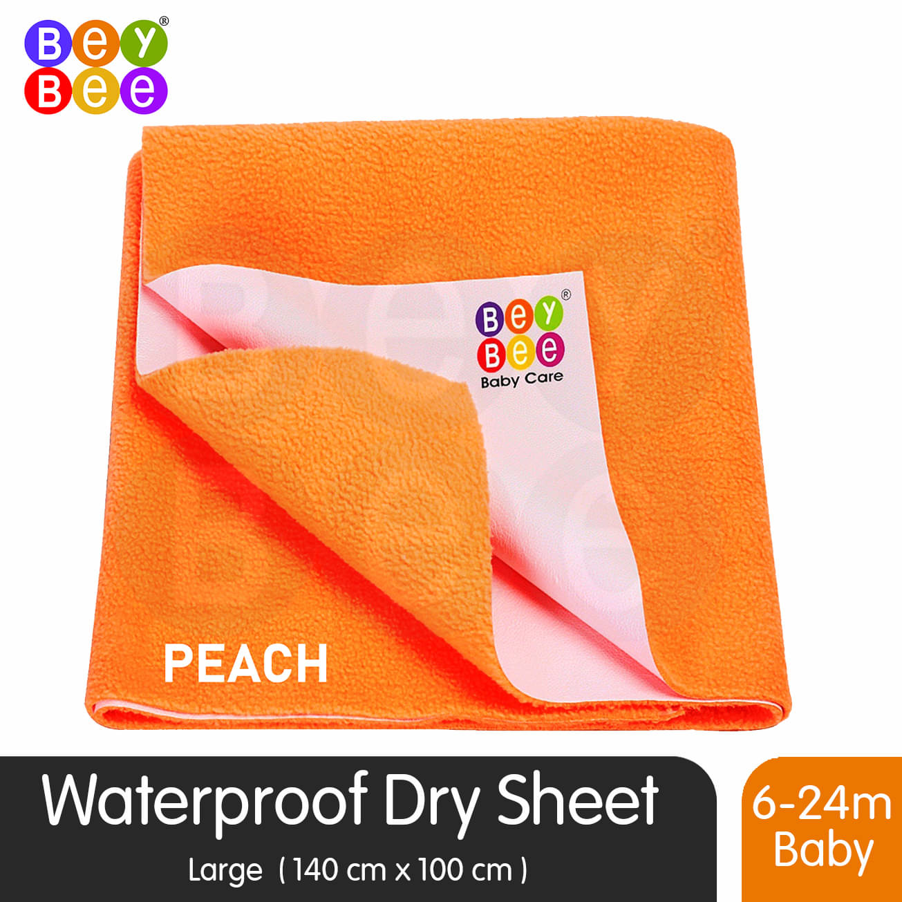     			beybee Babies and Adults Waterproof Mattress Protector Sheet (Peach, 140 X 100 cm)