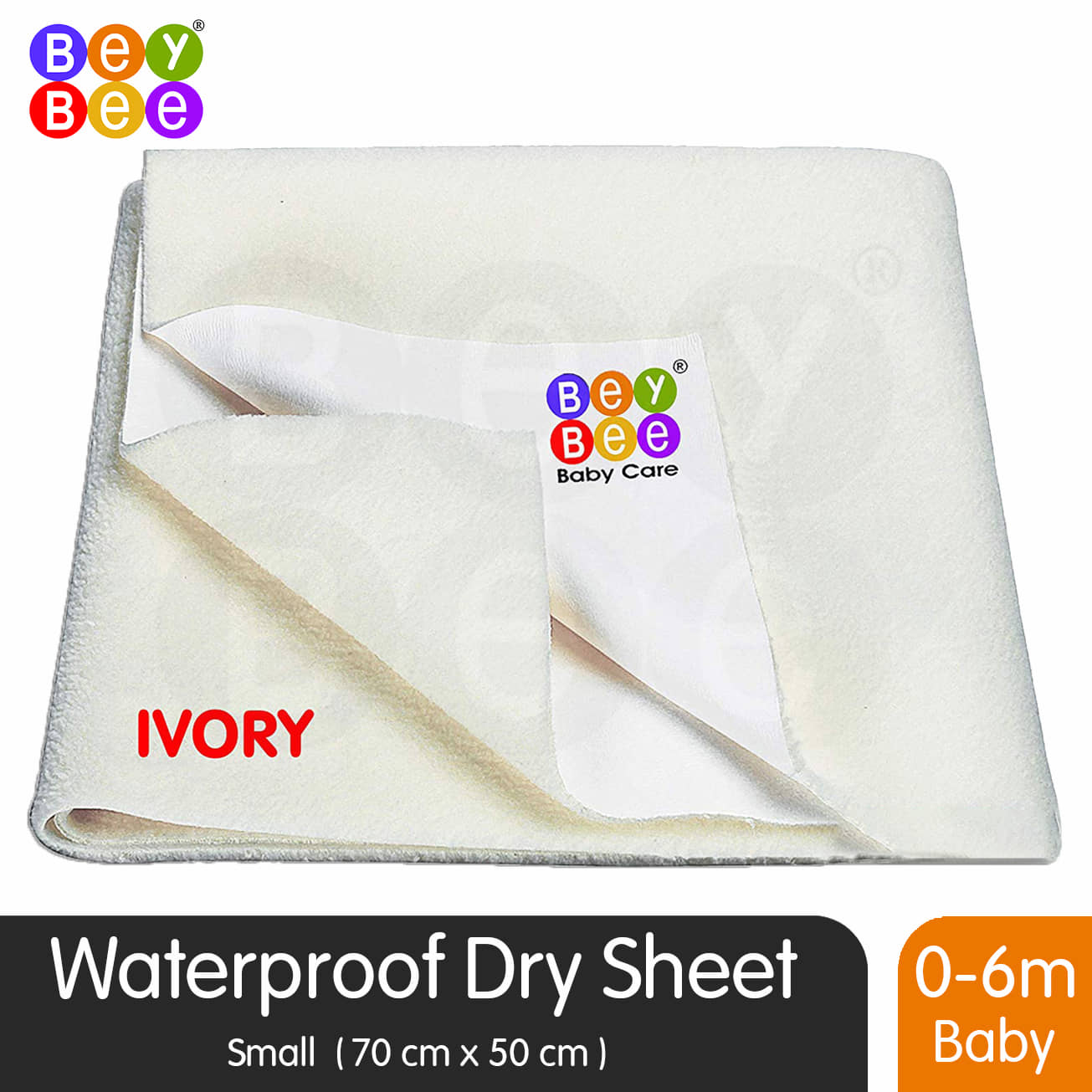 Beybee Waterproof Bed Protector for Born Babies and Kids, Small, Ivory