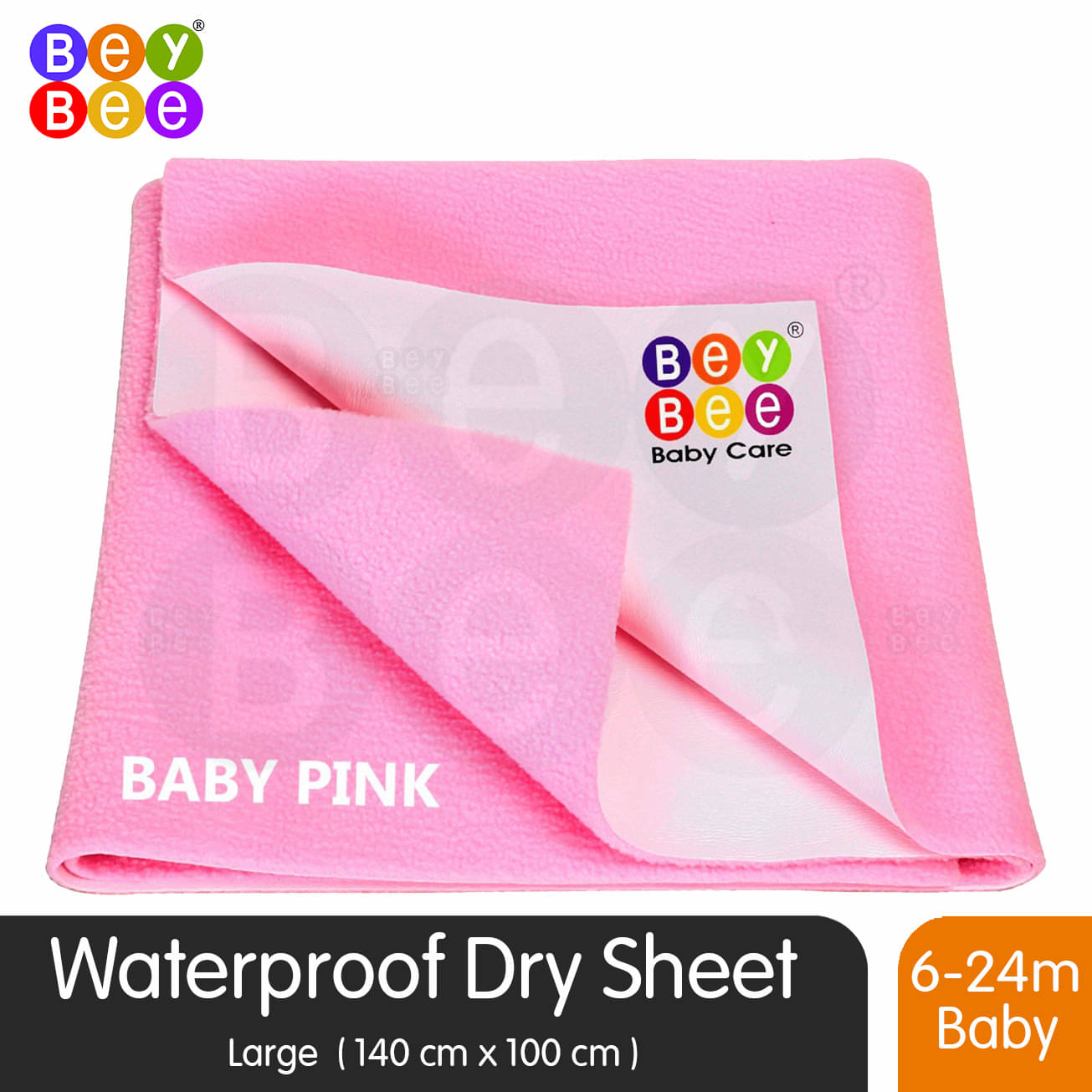     			BeyBee Waterproof Bed Protector Sheet (Large (140cm X 100cm), Pink)