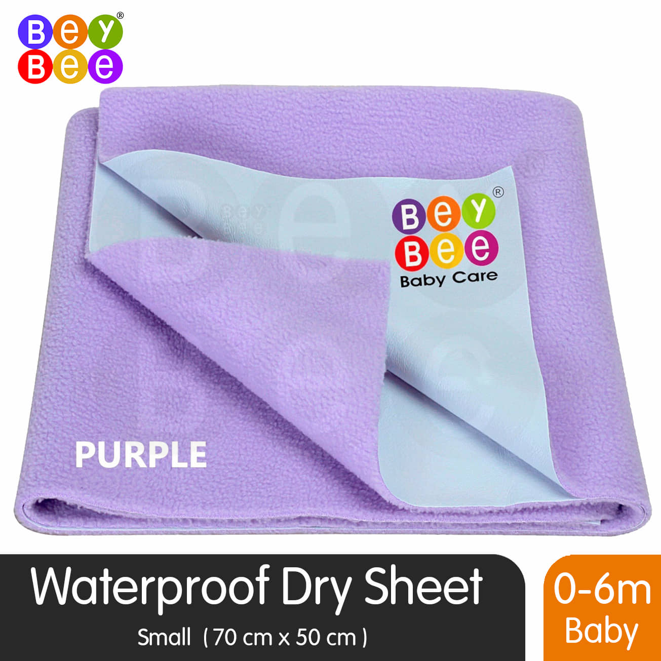 BeyBee Waterproof Rubber Sheet (Medium (100cm X 70cm), Voilet)
