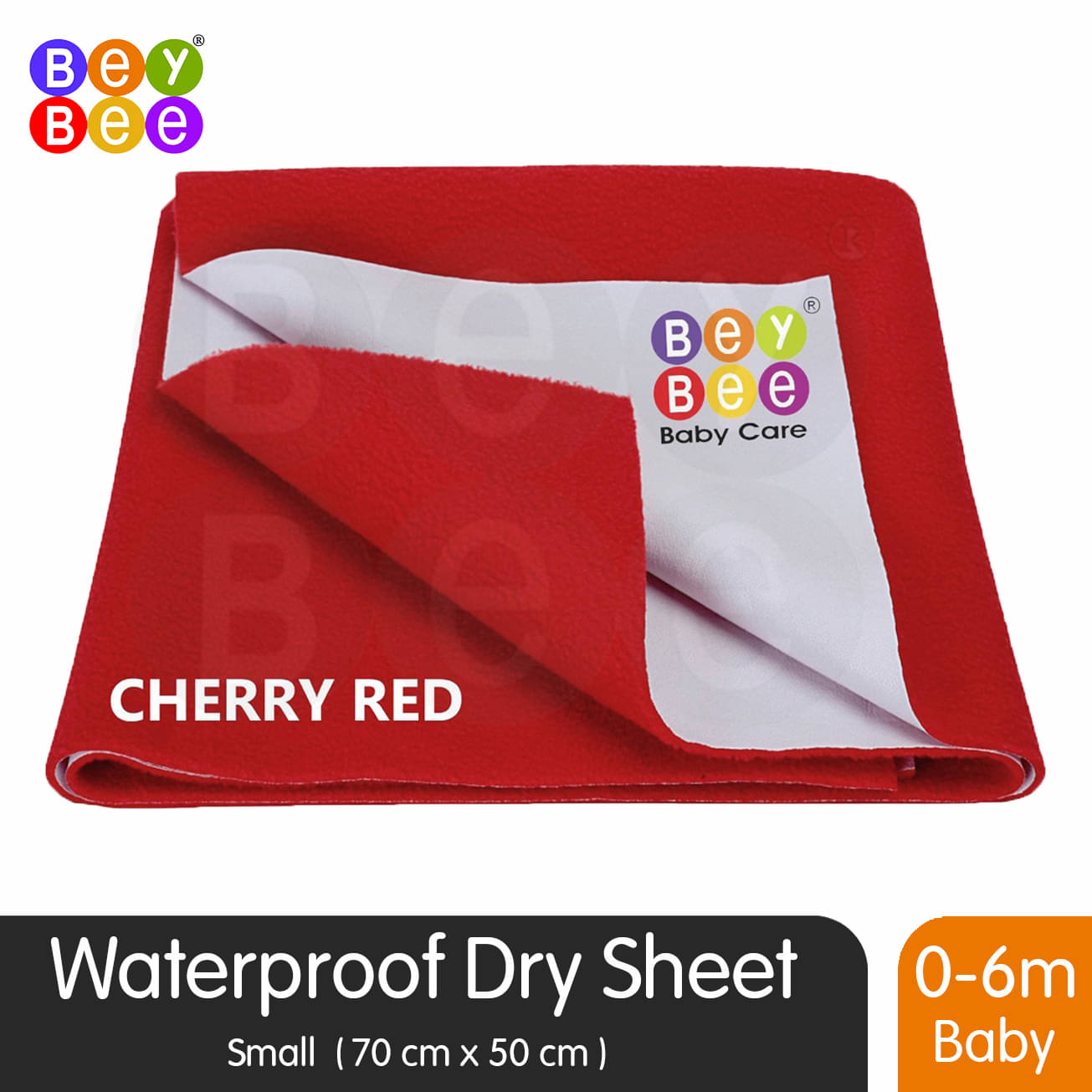     			BeyBee Waterproof Bed Protector Sheet (Small (50cm X 70cm), Red)