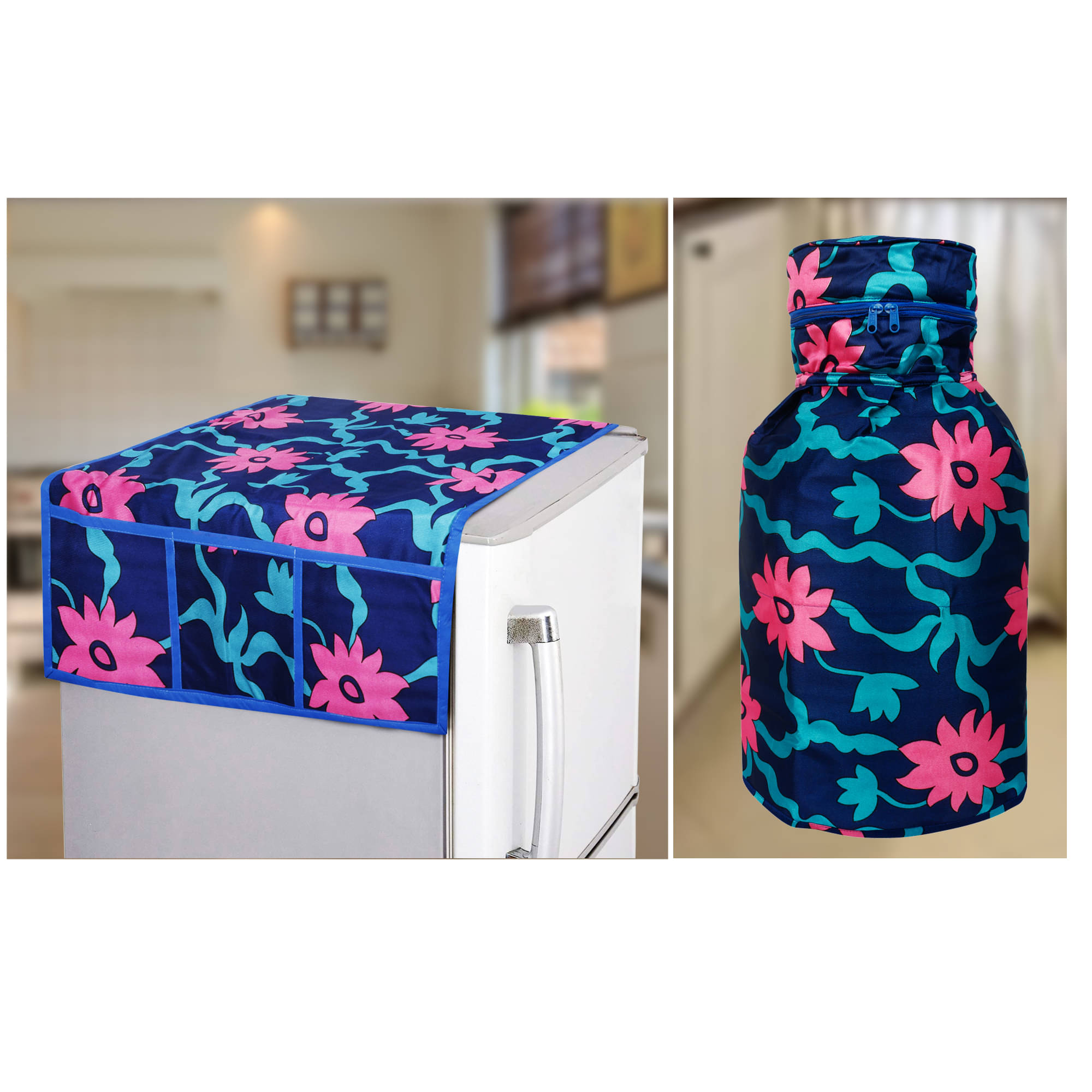 E-Retailer Set of 2 Polyester Pink Fridge Top Cover E-Retailer Set of 2 Polyester Pink Fridge Top Cover