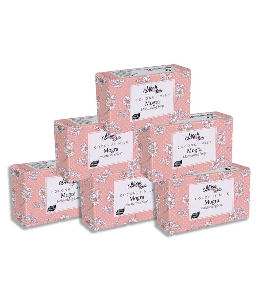 Mirah Belle Organic Coconut Milk, Mogra Moisturising Soap 125 g Pack of 6