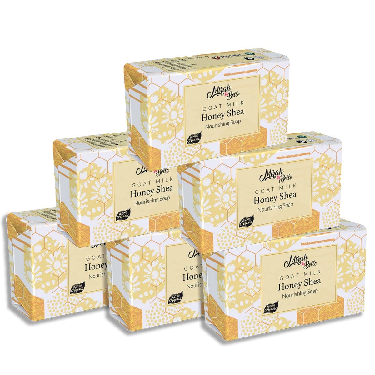 Mirah Belle Organic Goat Milk, Honey  & Shea Butter Sensitive Skin Soap 125 g Pack of 6