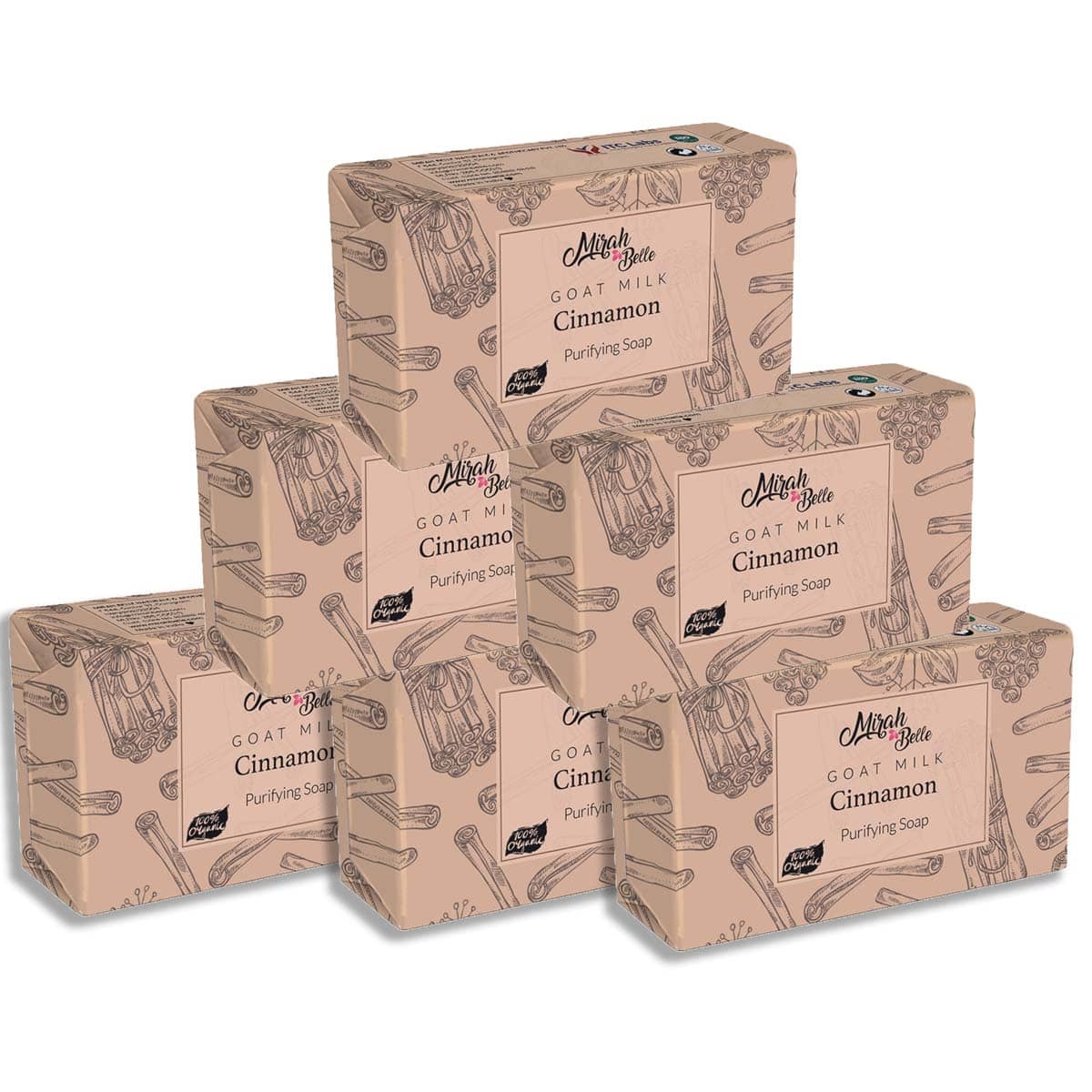 Mirah Belle Organic Goat Milk, Cinnamon Purifying Soap 125 g Pack of 6