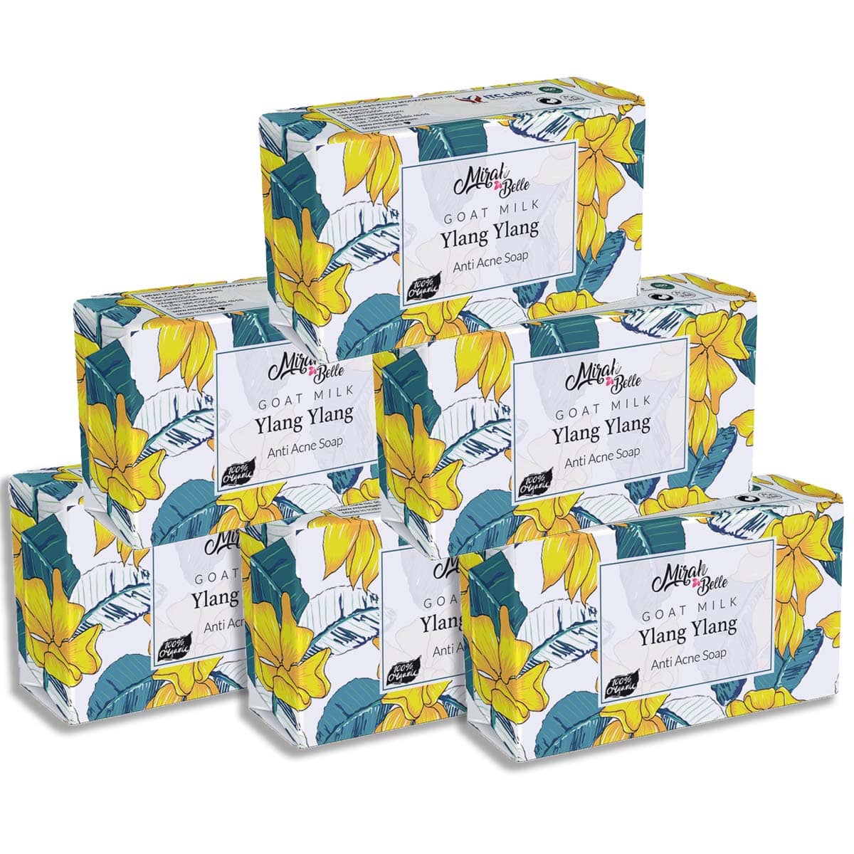 Mirah Belle Organic Goat Milk, Ylang Ylang Anti Acne Soap 125 g Pack of 6