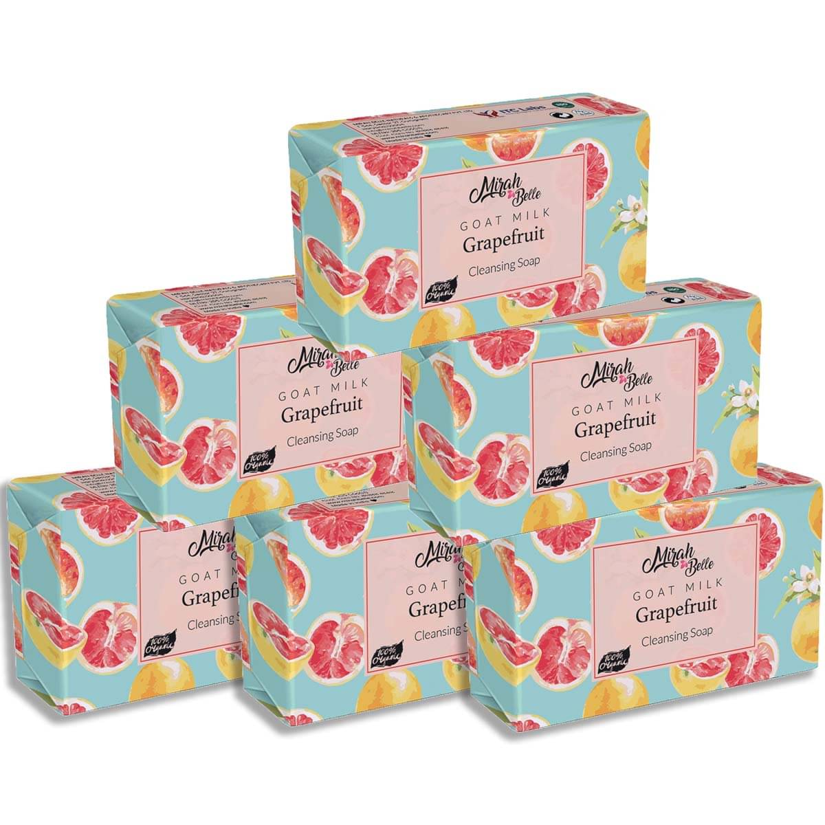 Mirah Belle Organic Goat Milk, Grapefruit Cleansing Soap 125 g Pack of 6 Mirah Belle Organic Goat Milk, Grapefruit Cleansing Soap 125 g Pack of 6
