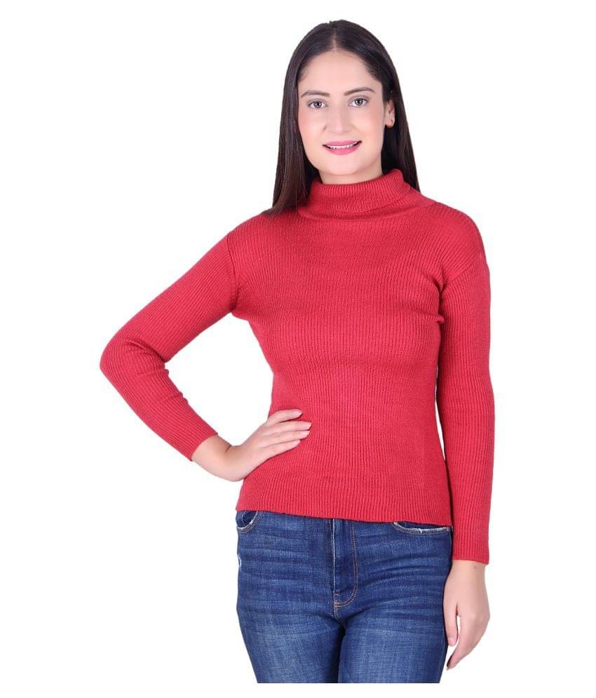 Ogarti Women Acrylic High Neck Pullover ( Rust ) Ogarti Women Acrylic High Neck Pullover ( Rust )