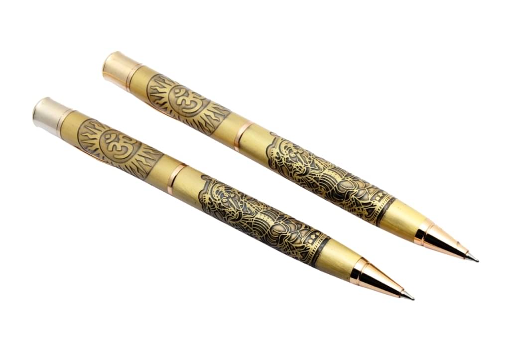     			Set Of 2 Legendary Lord Dancing Ganesh Special Edition Ball Point Pen Crystal Diamond On Cap