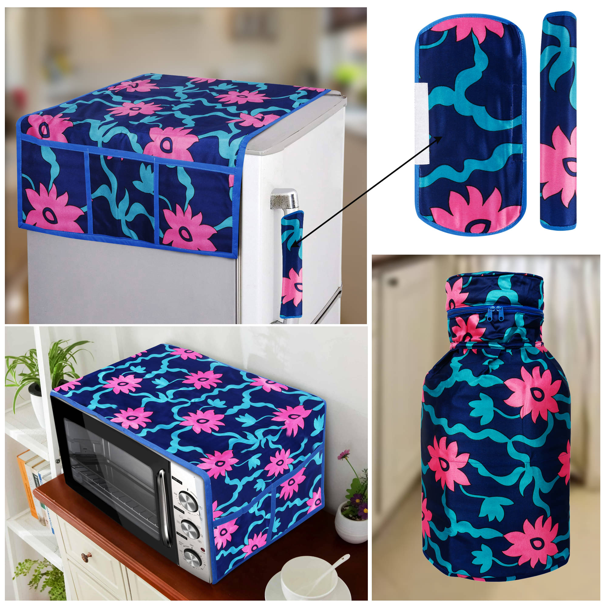 E-Retailer Set of 5 Polyester Blue Fridge Top Cover E-Retailer Set of 5 Polyester Blue Fridge Top Cover