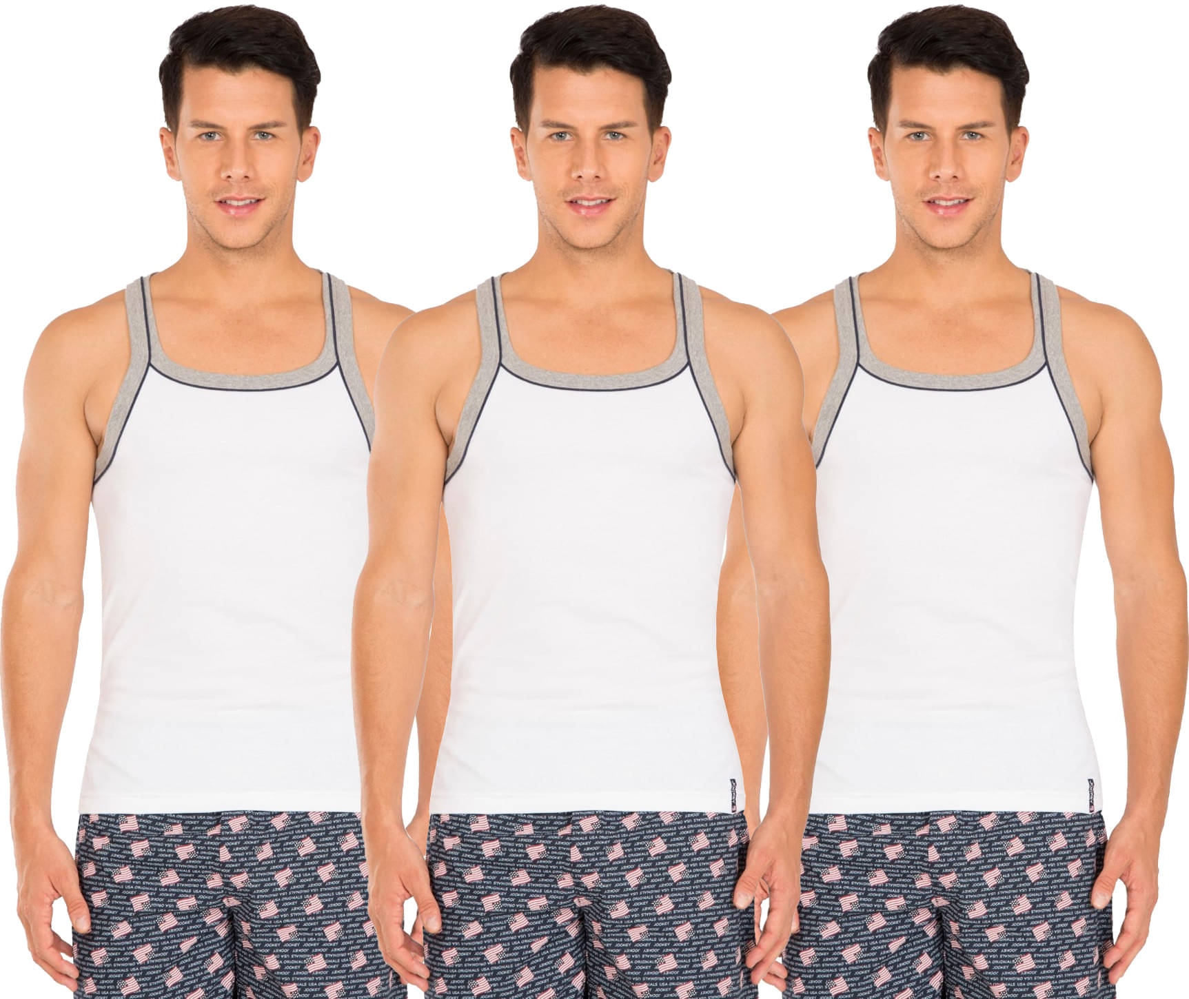     			Jockey White Sleeveless Vests