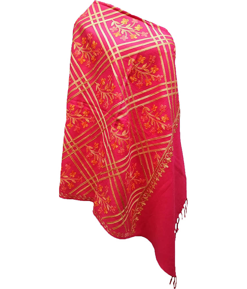 KASHMIRI Pink Ari Embroidery Shawl - Dupattas & Shawls | Buy online on ZillyBuy