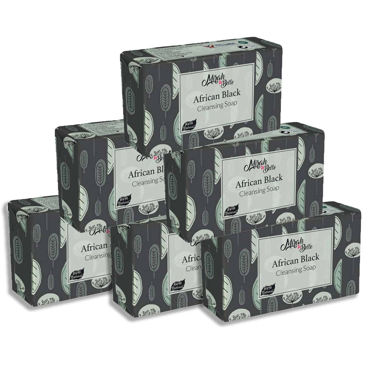 Mirah Belle Organic Black African Soap 125 g Pack of 6