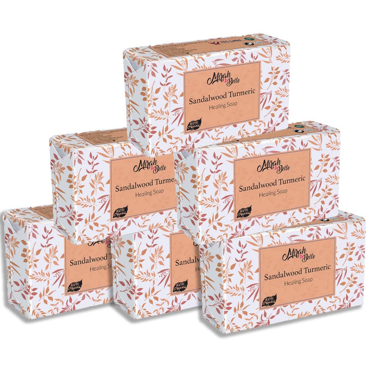 Mirah Belle Organic Sandalwood Turmeric Healing Soap 125 g Pack of 6