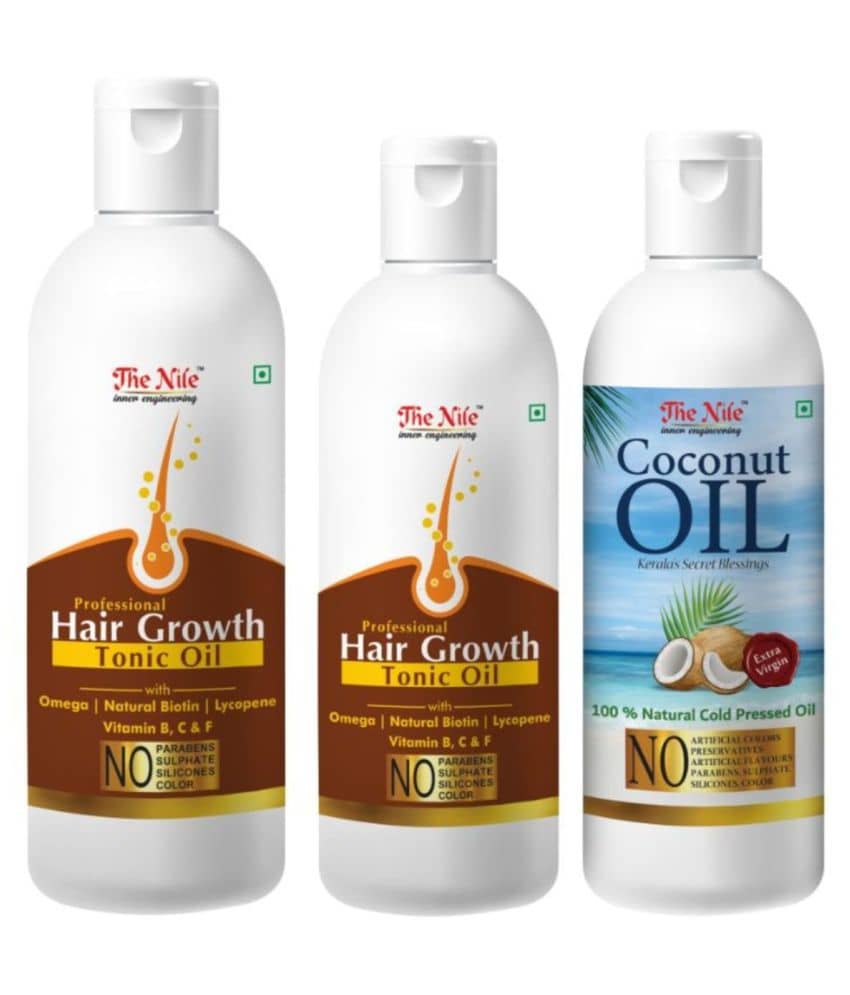 The Nile Hair Tonic 200 Ml + 100 Ml(300 Ml) + Coconut Oil 100 Ml 400 mL Pack of 3