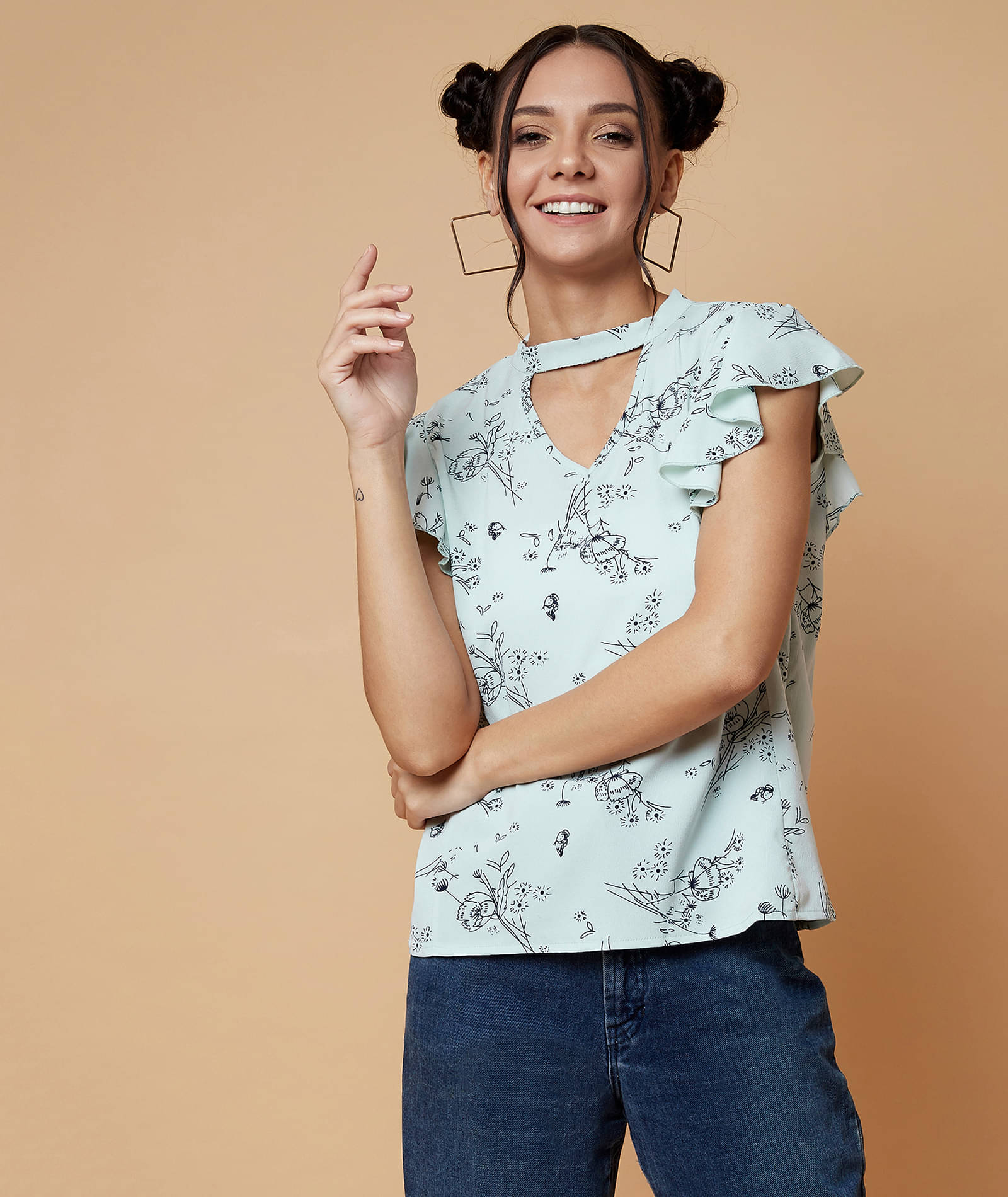 Chimpaaanzee Women's Cotton Blend Regular Top ( Green ) Chimpaaanzee Women's Cotton Blend Regular Top ( Green )