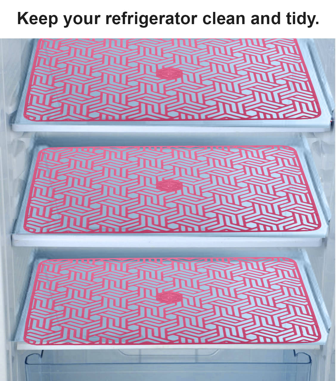     			E-Retailer Set of 3 PVC Pink Fridge Mats