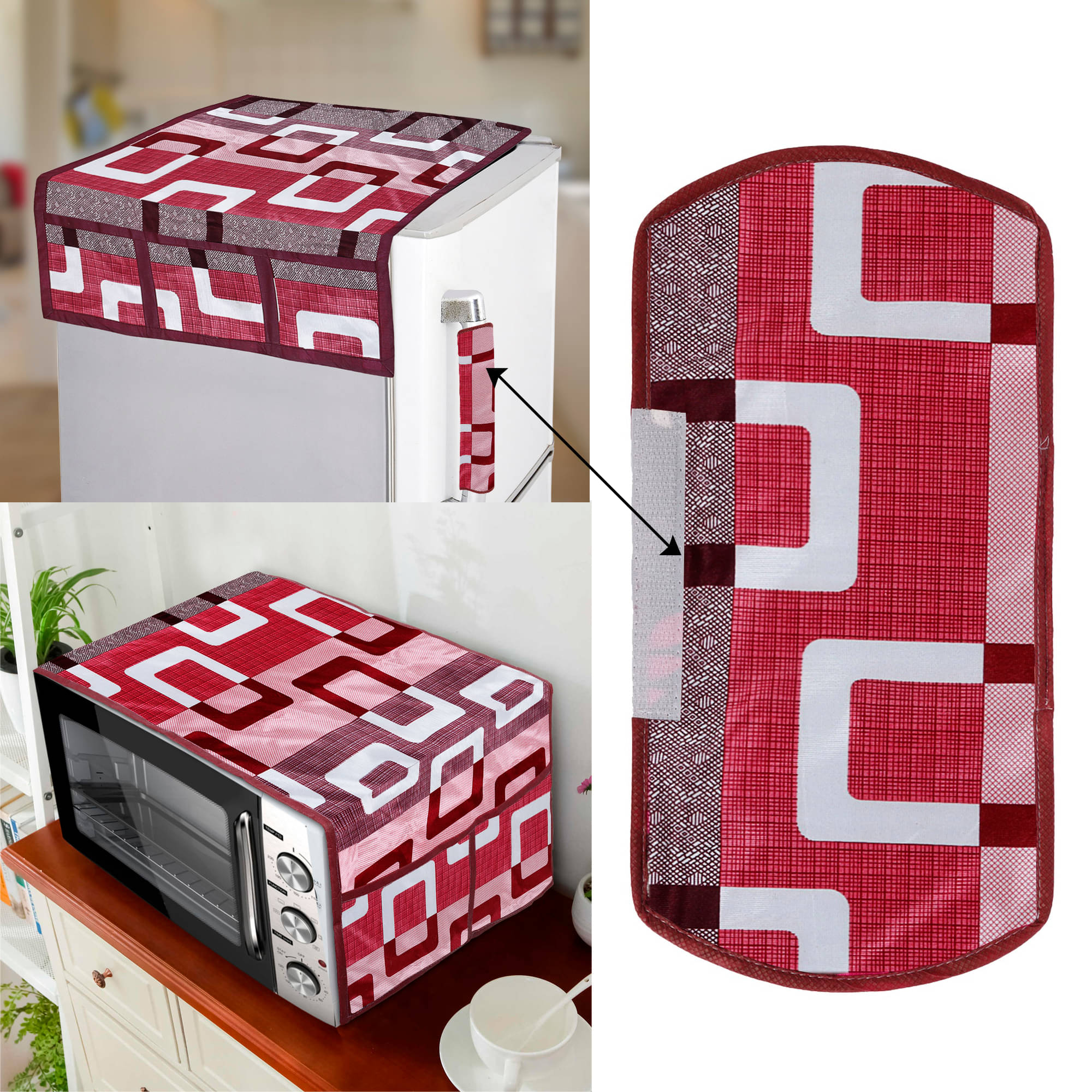     			E-Retailer Set of 3 Polyester Purple Fridge Top Cover