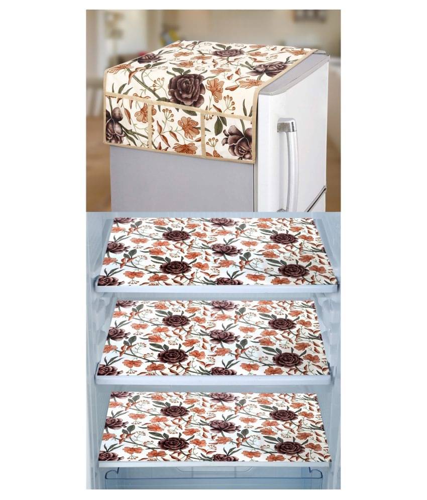 E-Retailer Set of 4 PVC Brown Fridge Top Cover E-Retailer Set of 4 PVC Brown Fridge Top Cover