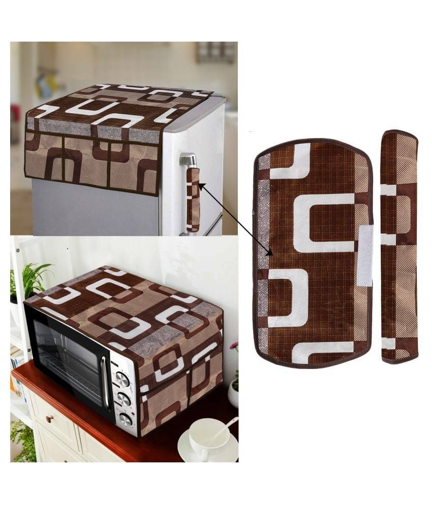 E-Retailer Set of 4 Polyester Brown Fridge Top Cover E-Retailer Set of 4 Polyester Brown Fridge Top Cover