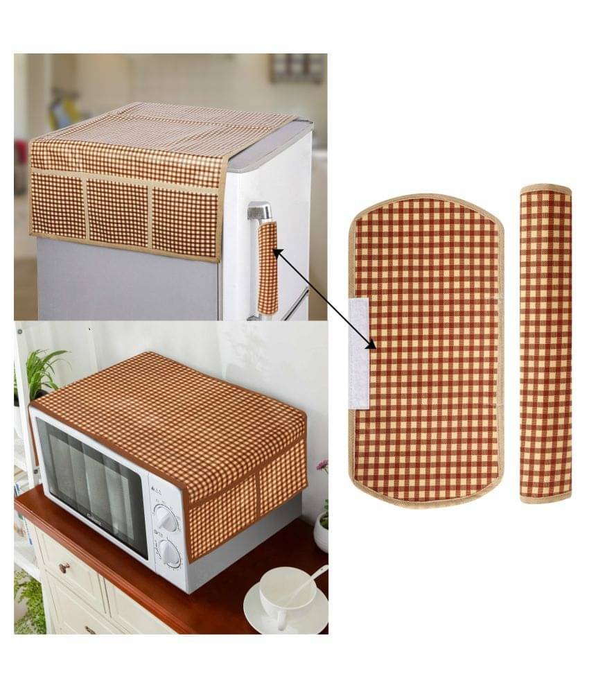 E-Retailer Set of 4 PVC Brown Fridge Top Cover E-Retailer Set of 4 PVC Brown Fridge Top Cover