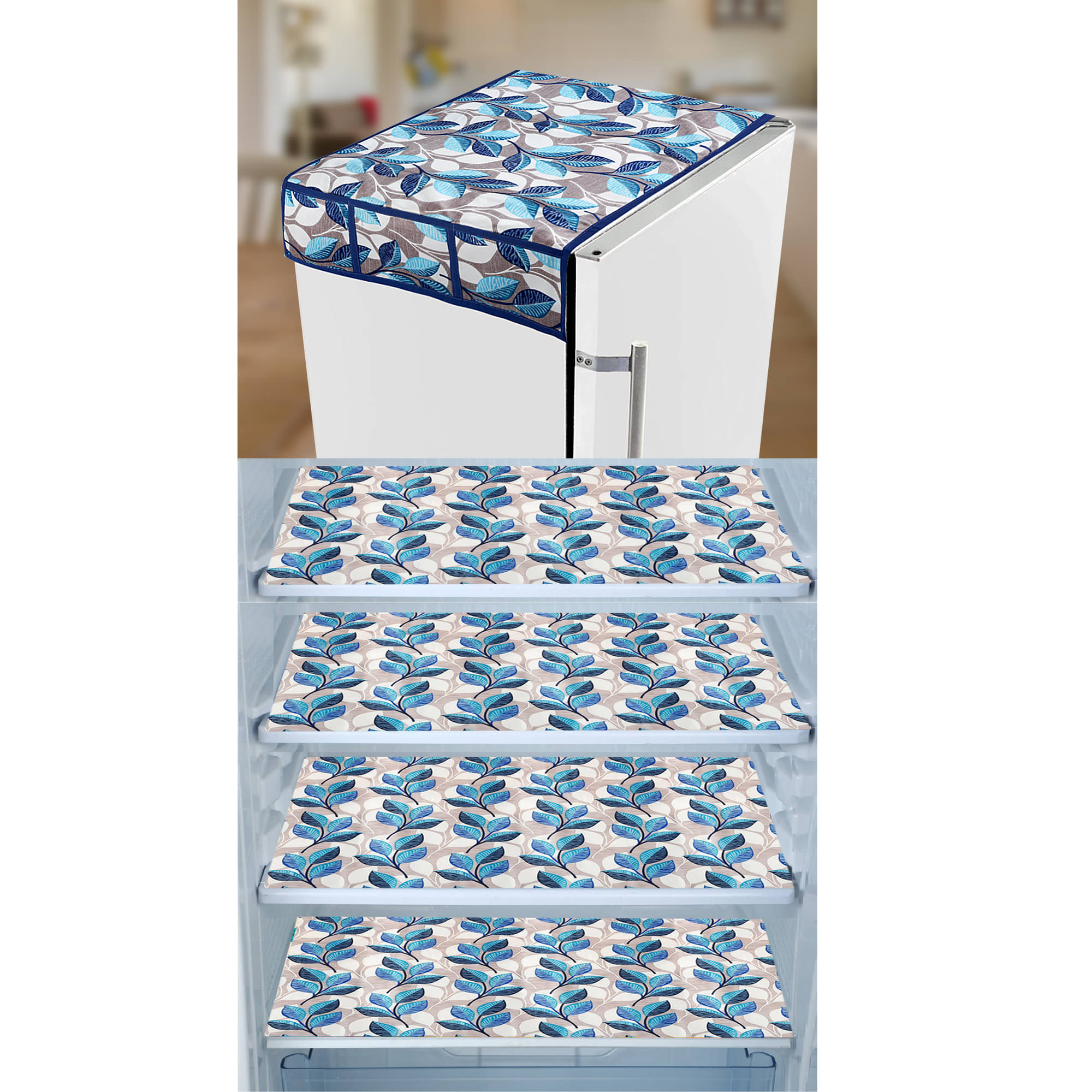 E-Retailer Set of 5 PVC Blue Fridge Top Cover E-Retailer Set of 5 PVC Blue Fridge Top Cover