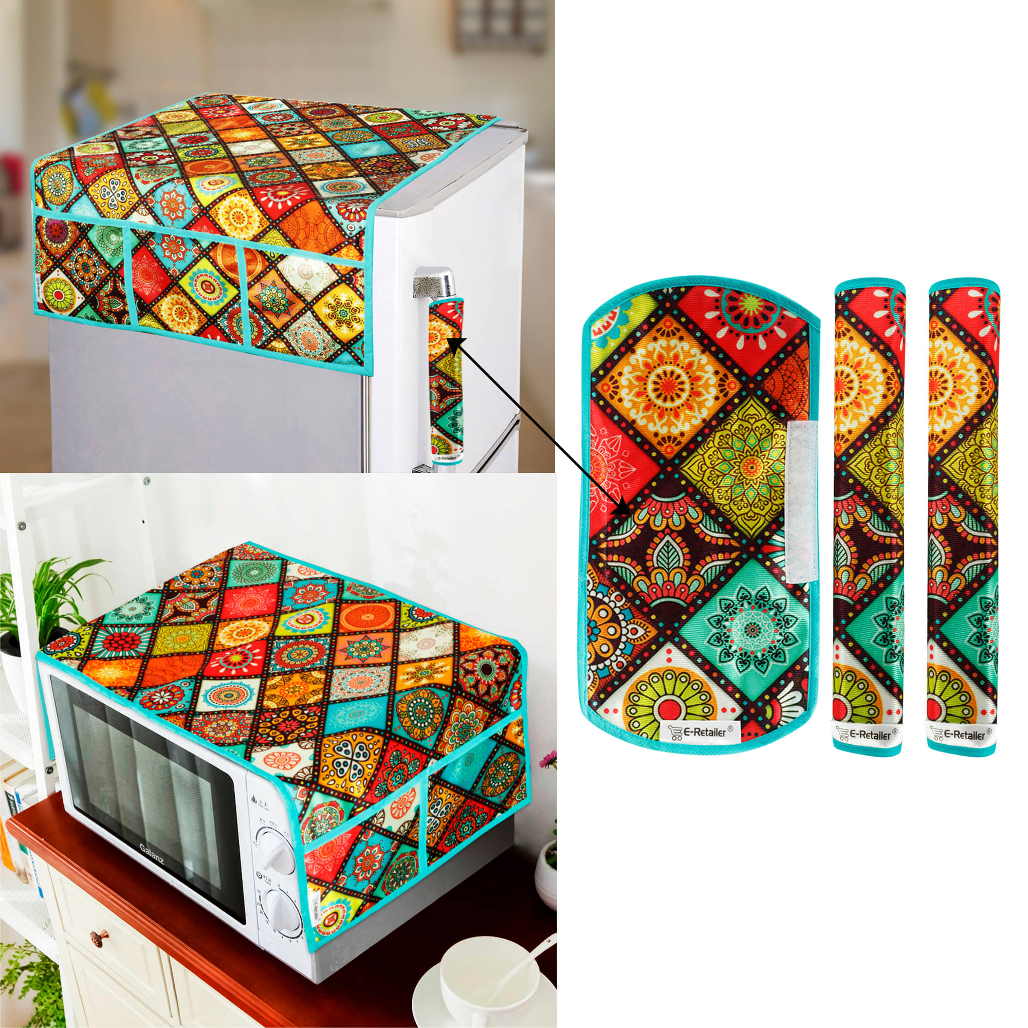 E-Retailer Set of 5 Polyester Multi Fridge Top Cover E-Retailer Set of 5 Polyester Multi Fridge Top Cover