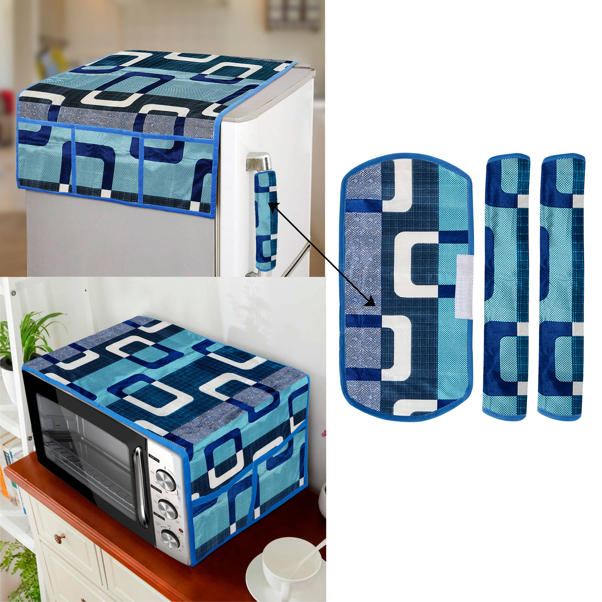     			E-Retailer Set of 5 Polyester Blue Fridge Top Cover