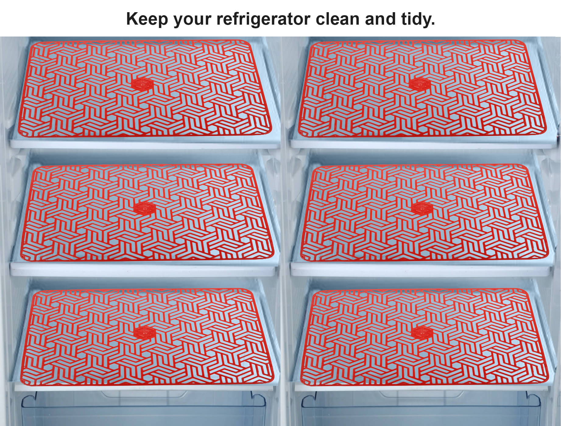 E-Retailer Set of 6 PVC Red Fridge Mats E-Retailer Set of 6 PVC Red Fridge Mats
