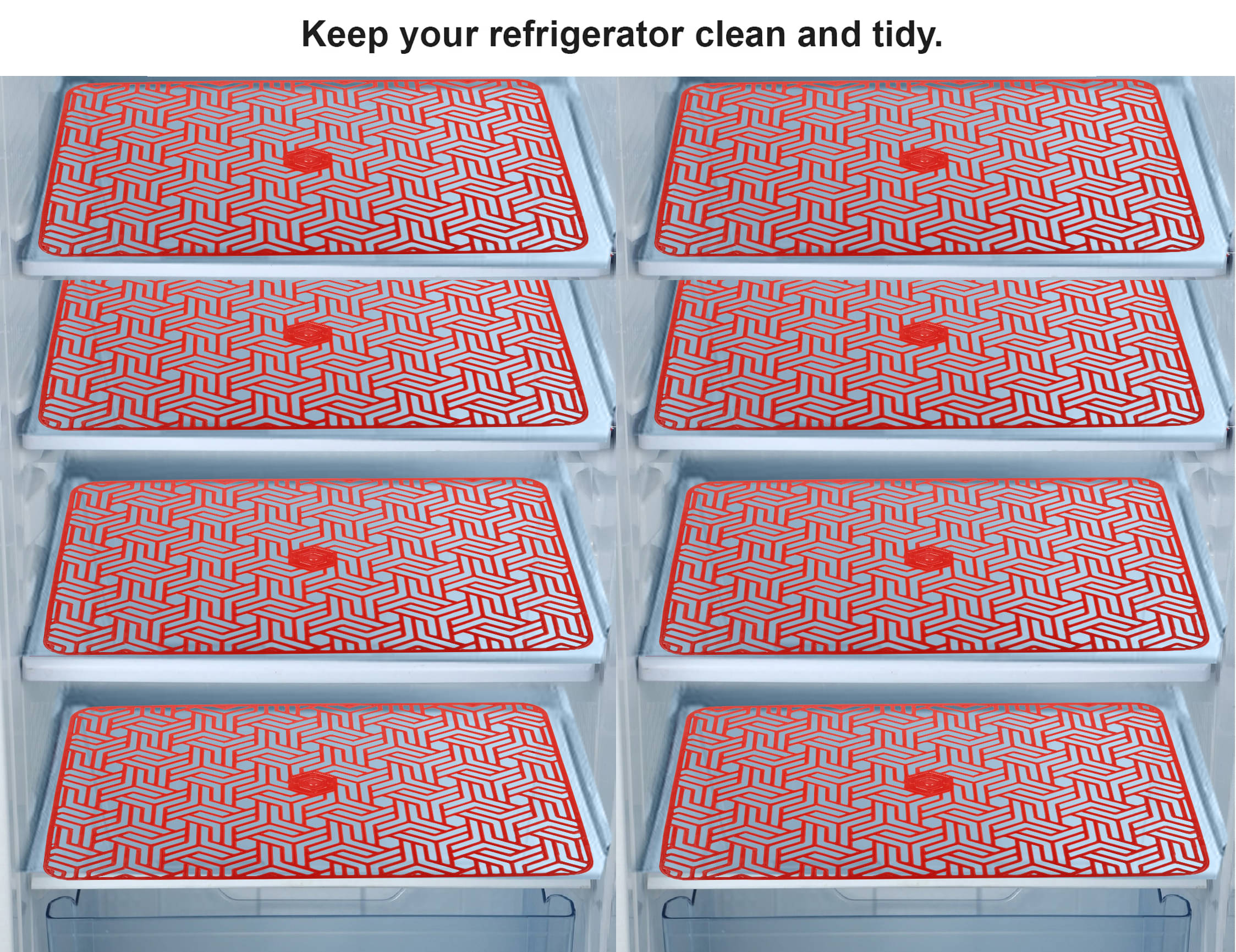 E-Retailer Set of 8 PVC Red Fridge Mats E-Retailer Set of 8 PVC Red Fridge Mats