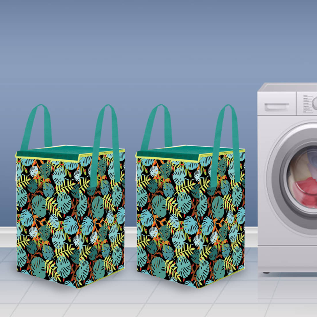 PrettyKrafts Laundry Basket for Clothes with lid & Handles Large (70 LTR) - Pack of 2 - Handbags | Buy online on ZillyBuy