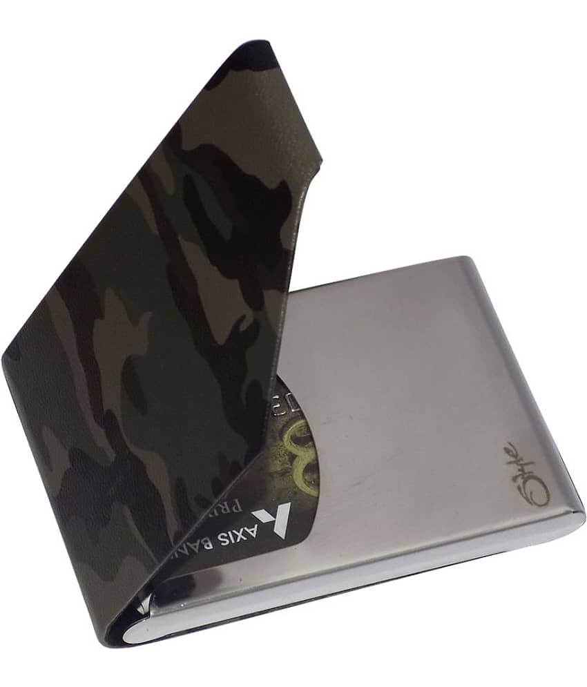 STYLE SHOES Leather Army Silver Green Atm, Visiting , Credit Card Holder, Pan Card/ID Card Holder , Pocket wallet Genuine Accessory for Men and Women - Stationery | Buy online on ZillyBuy