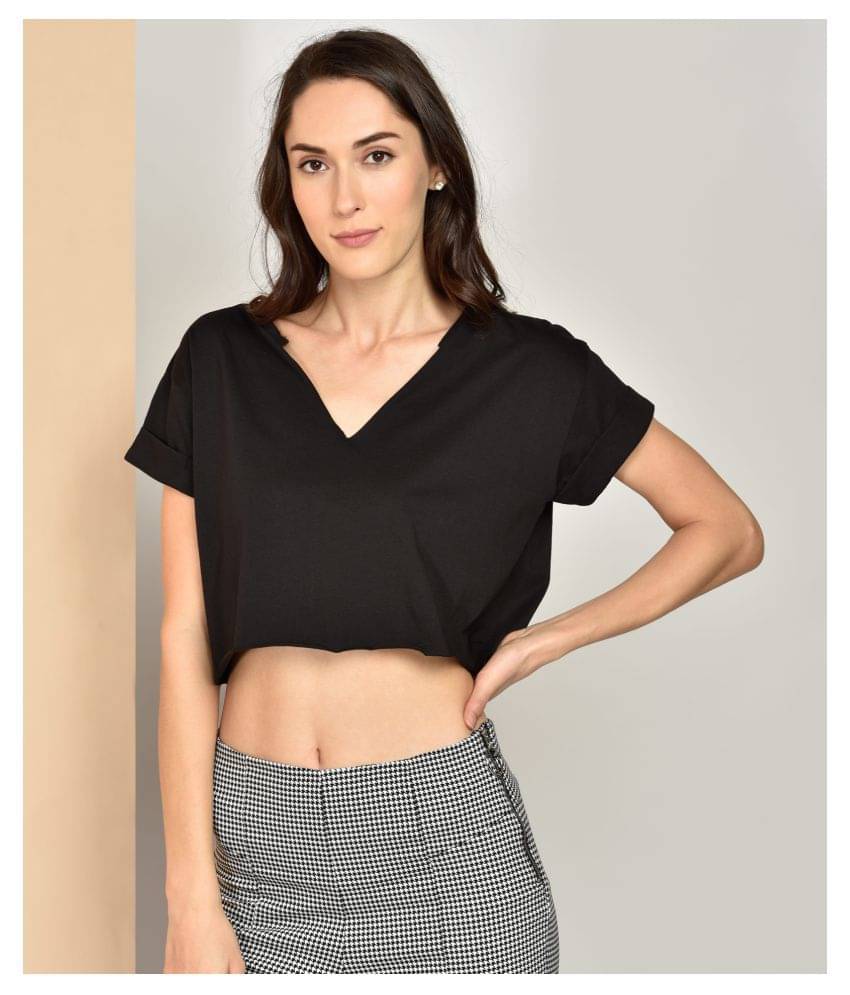 Chimpaaanzee Women's Cotton Crop Top ( Black ) Chimpaaanzee Women's Cotton Crop Top ( Black )