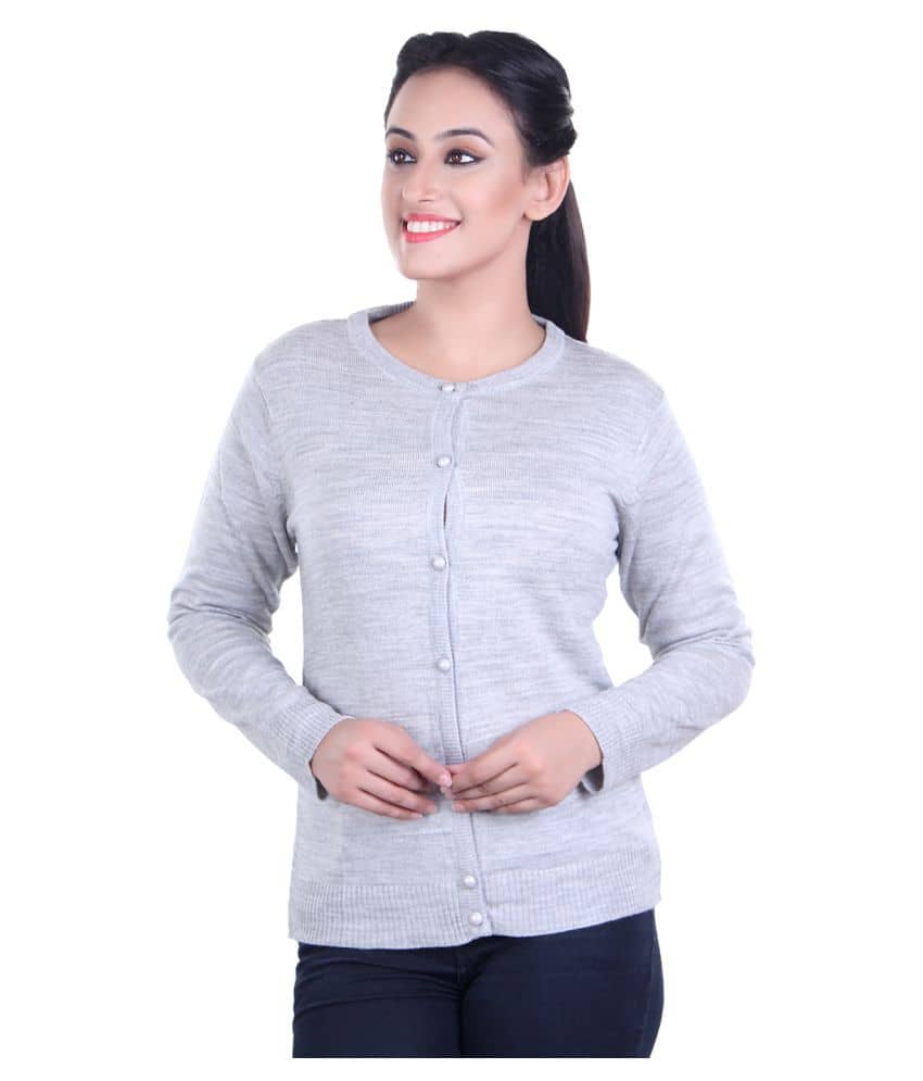 Ogarti Acrylic Grey Buttoned Cardigans