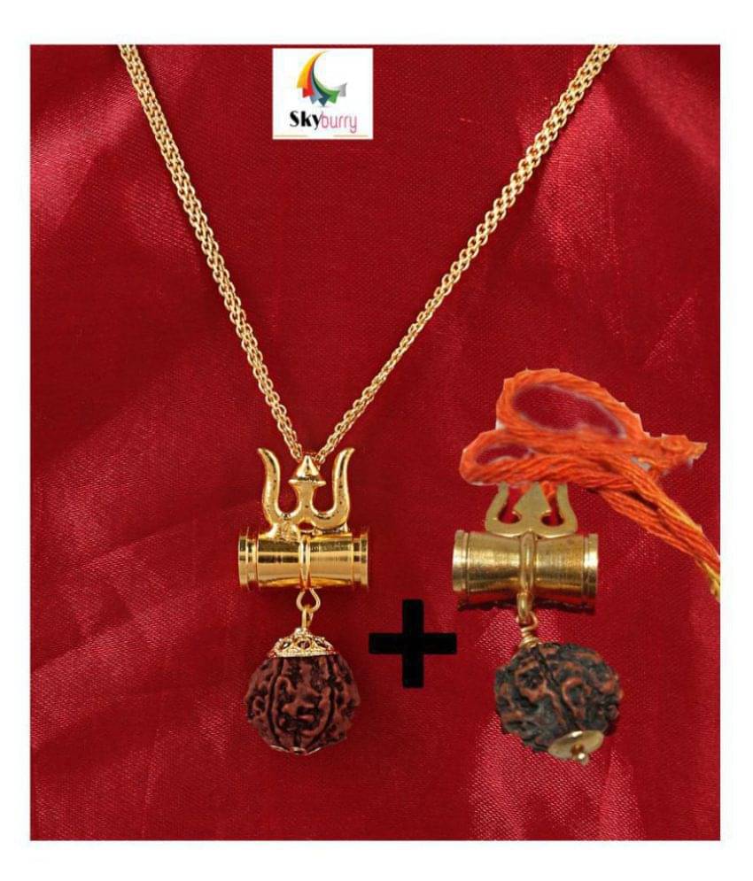 PK Creations Shiv Shakti Lord Shiv Trishul Damru Locket With Gold-plated Plated Chain And One Shiv Trishul Damru PK Creations Shiv Shakti Lord Shiv Trishul Damru Locket With Gold-plated Plated Chain And One Shiv Trishul Damru