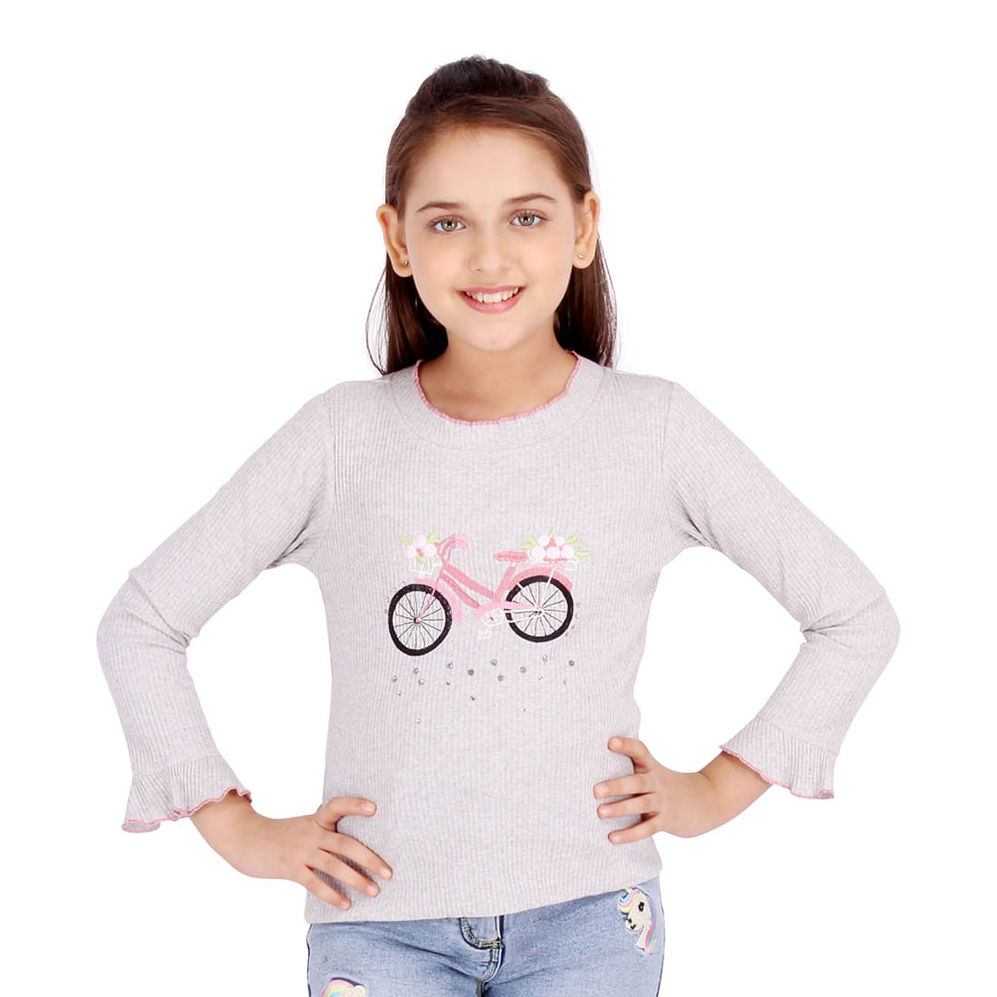     			Cutecumber Pack of 1 Girls Polyester Tops ( Grey )