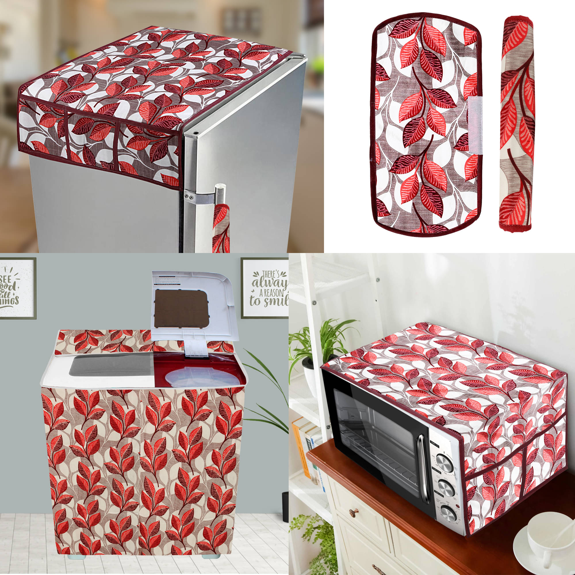     			E-Retailer Set of 5 Polyester Pink Fridge Top Cover