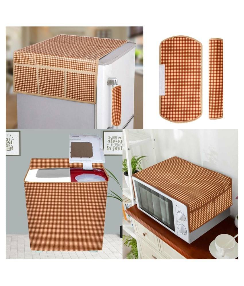 E-Retailer Set of 5 PVC Brown Fridge Top Cover E-Retailer Set of 5 PVC Brown Fridge Top Cover