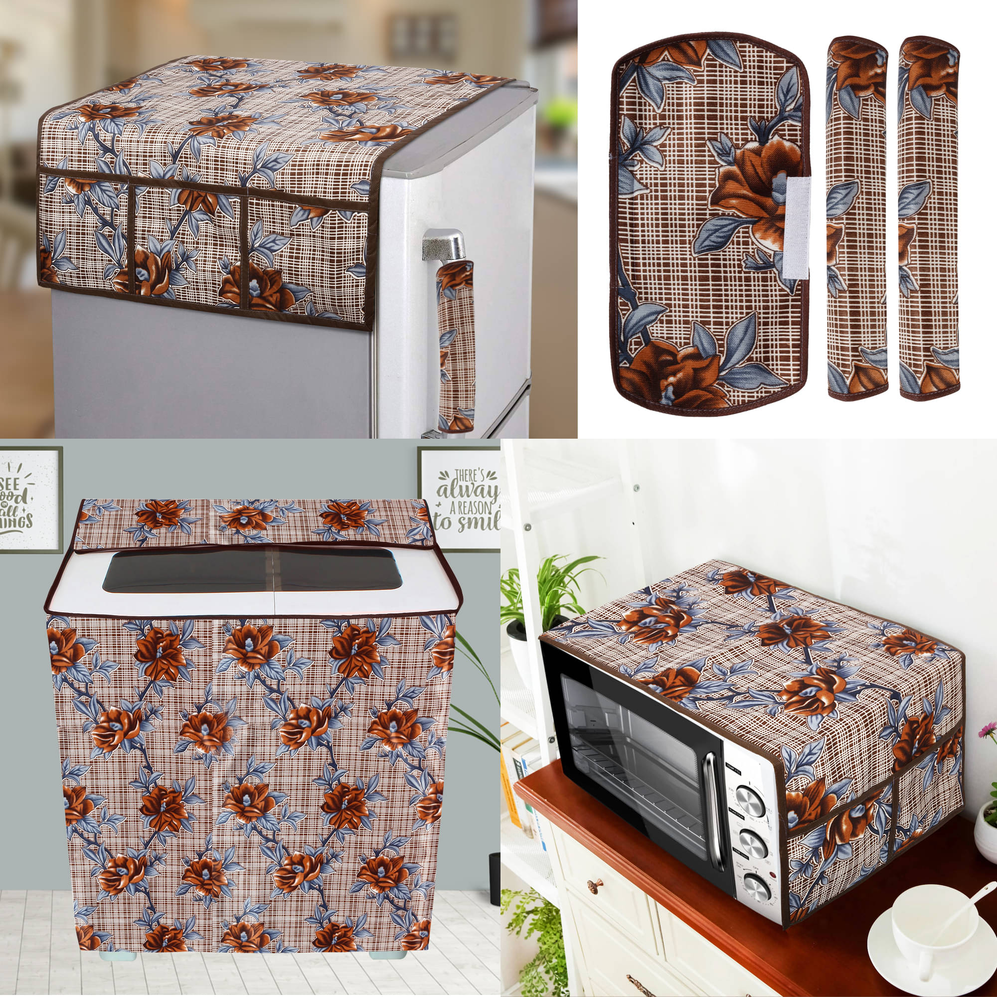 E-Retailer Set of 6 Polyester Brown Fridge Top Cover E-Retailer Set of 6 Polyester Brown Fridge Top Cover