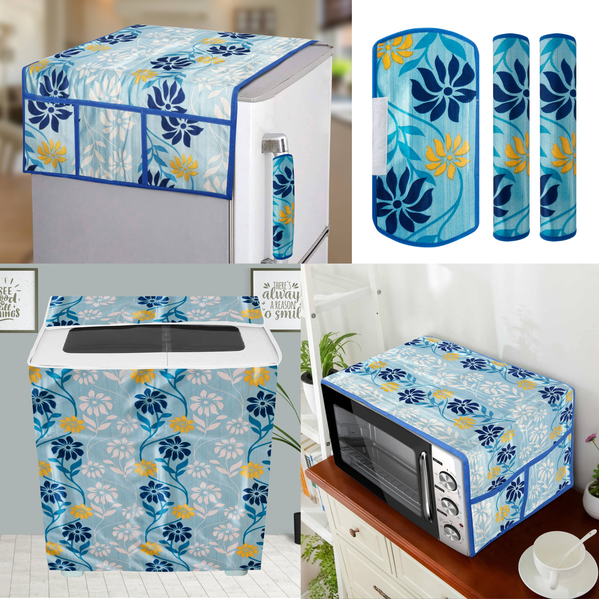     			E-Retailer Set of 6 Polyester Blue Fridge Top Cover