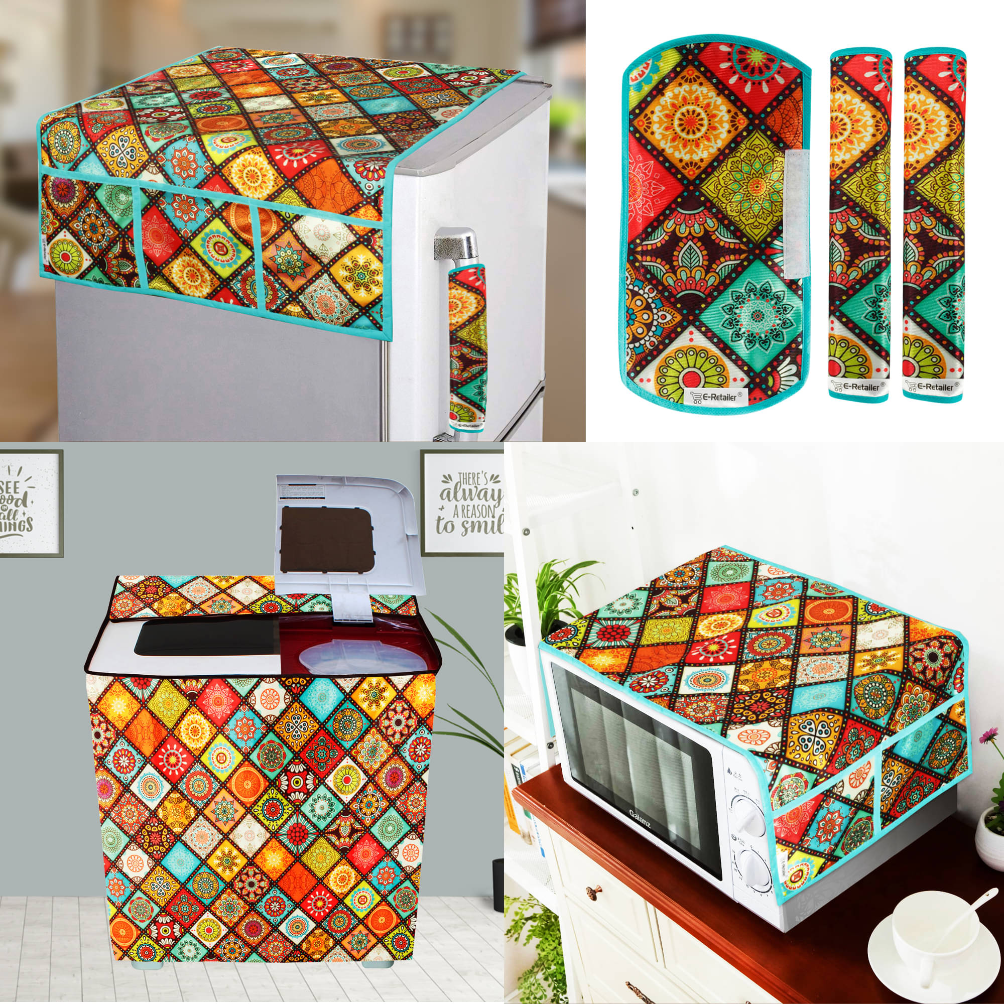     			E-Retailer Set of 6 Polyester Multi Fridge Top Cover