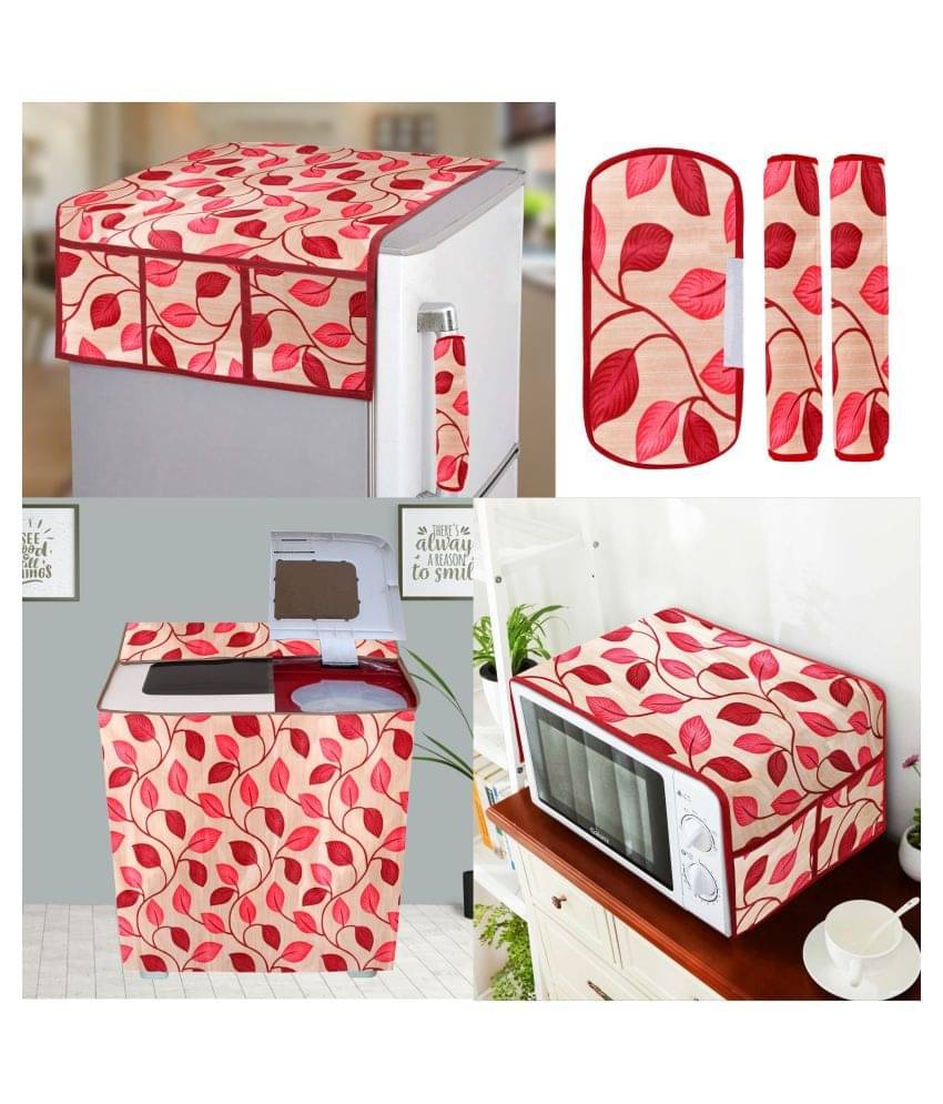     			E-Retailer Set of 6 Polyester Red Fridge Top Cover