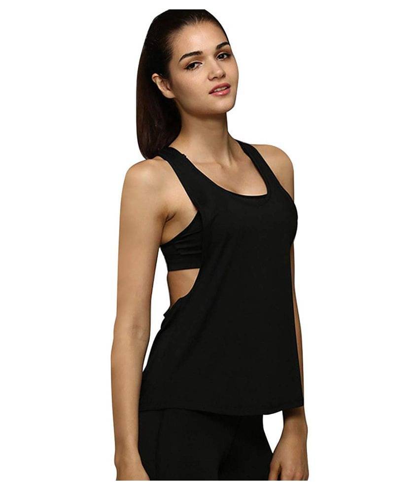 THE BLAZZE Cotton Tank Tops - Black     			THE BLAZZE Cotton Tank Tops - Black