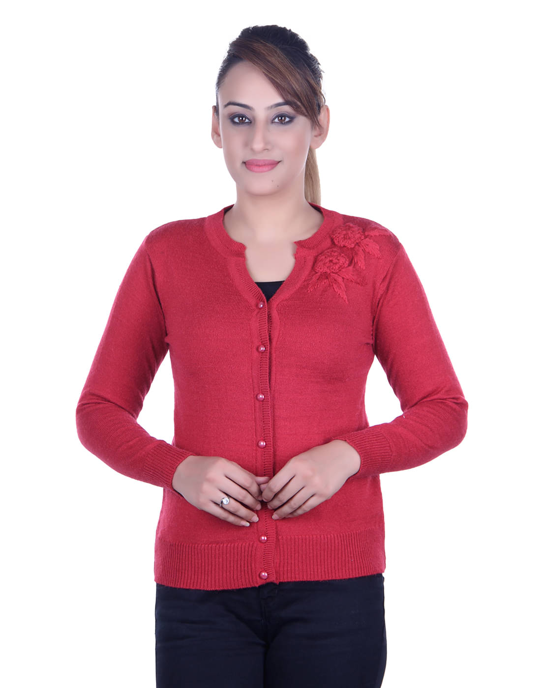     			Ogarti Red V Neck Sweater Single