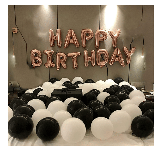     			Blooms Mall Royal birthday combo Happy  Birthday Foil Balloon + Black and White Mettalic Balloon