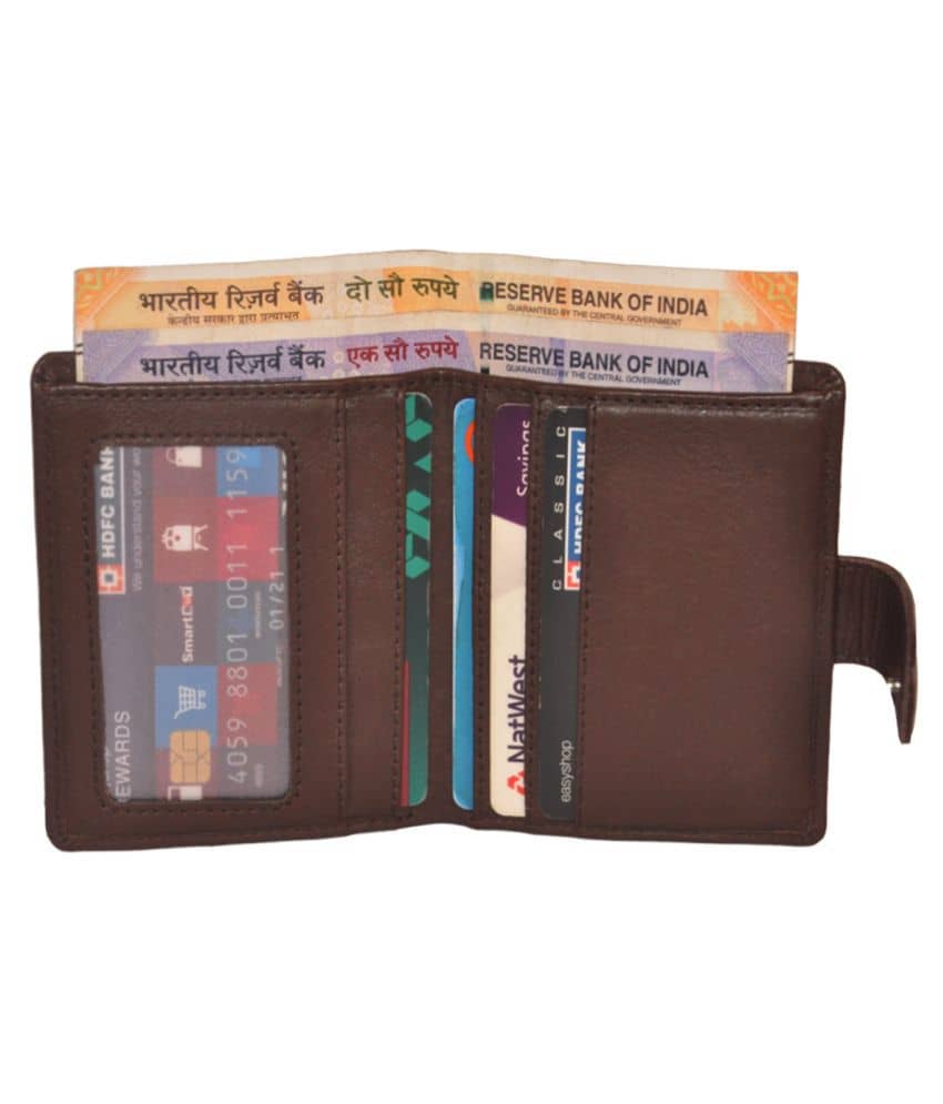 RFID Protected Genuine Brown Leather Credit Card Holder with Loop Clouser - Handbags | Buy online on ZillyBuy