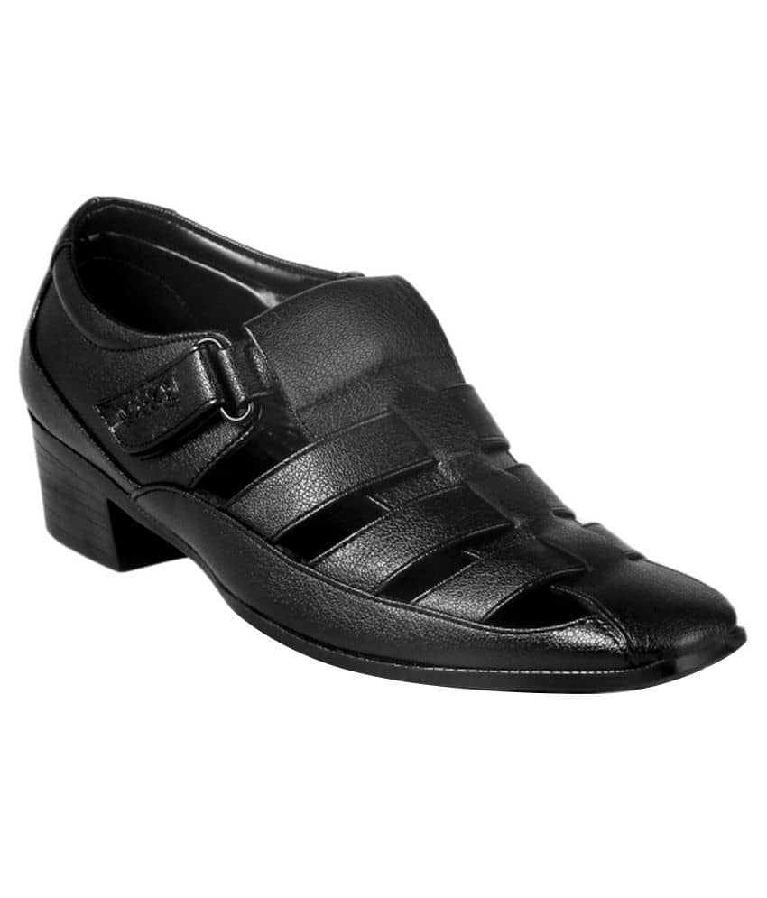 BXXY Black Faux Leather Sandals