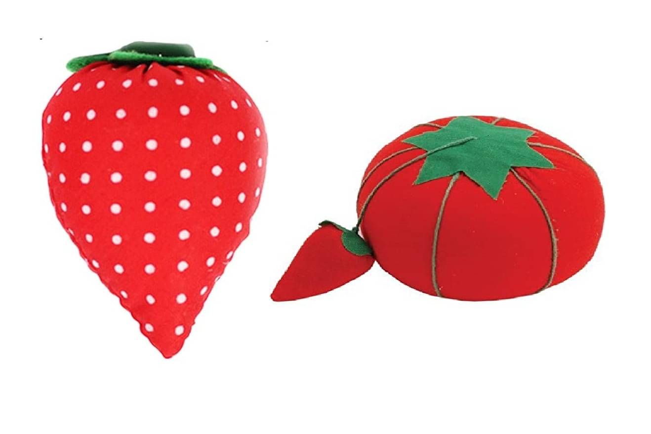 Needles Pin Cushion Tomato & Strawberry Shape, Perfect Item for organizing Your Needles, Pack of 2 Needles Pin Cushion Tomato & Strawberry Shape, Perfect Item for organizing Your Needles, Pack of 2