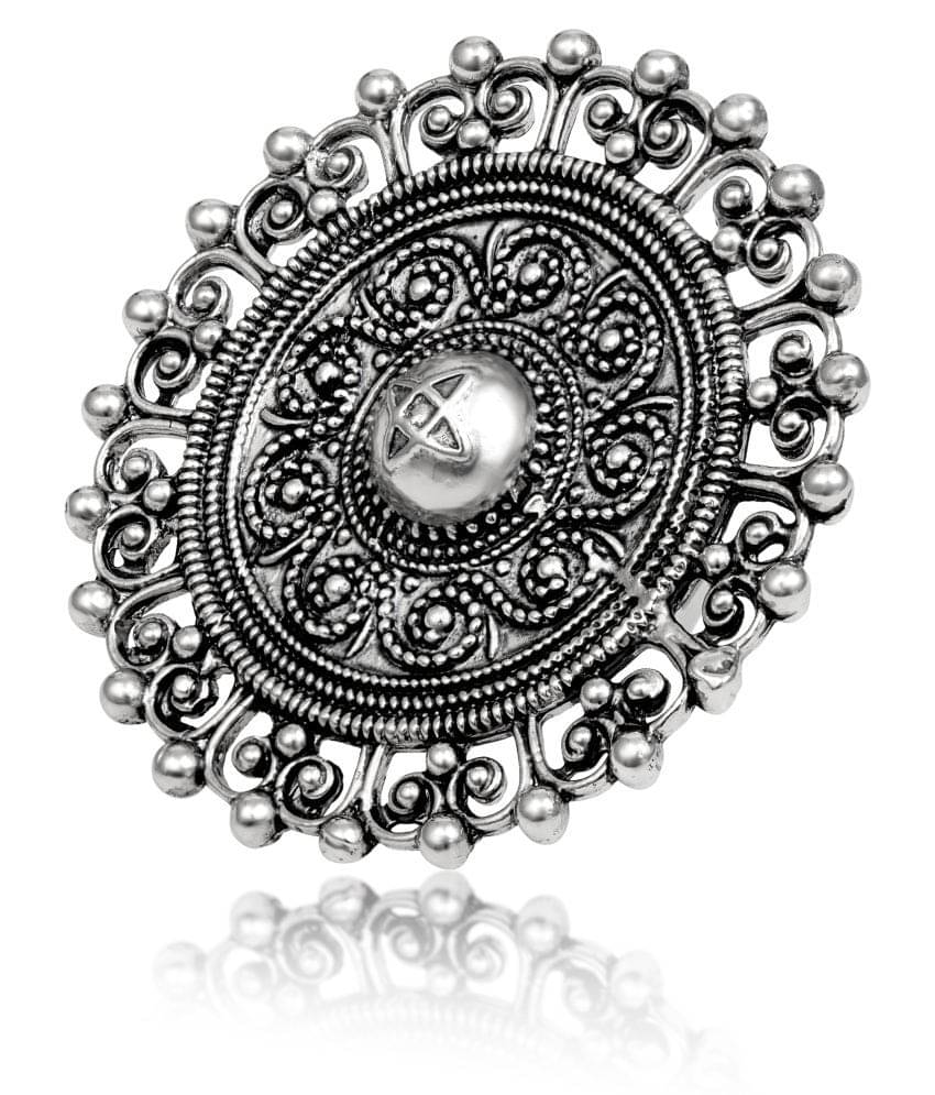 Asmitta Oxidised Silver Adjustable Finger Ring for women and Girls Asmitta Oxidised Silver Adjustable Finger Ring for women and Girls