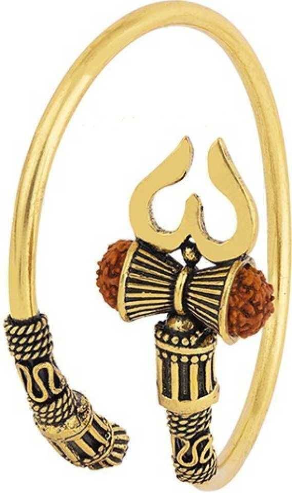     			Paystore Rudraksha Trishul Damroo Kada for Men & Women Designer Oxidized Gold Bahubali Kada Bracelet